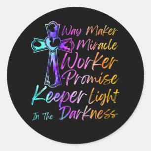 Waymaker Miracle Worker Rainbow Christian Jesus Go Classic Round Sticker