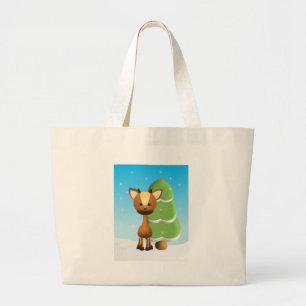 Wayne Deer in the Snow Large Tote Bag