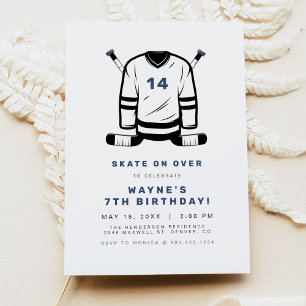 WAYNE Hockey Player Sport Themed Boy Birthday Invitation