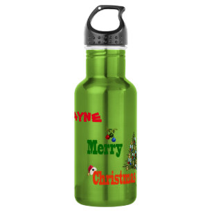 Wayne Name @ Lawn Bowls Christmas, Water Bottle