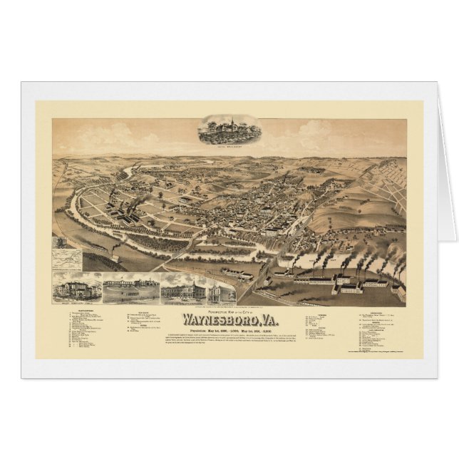 Waynesboro, VA Panoramic Map - 1891 (Front Horizontal)