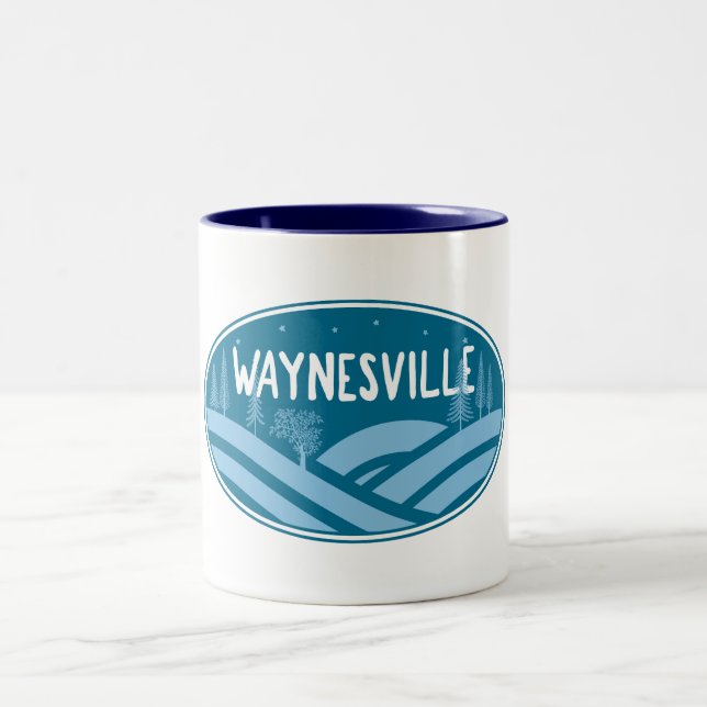 Waynesville North Carolina Outdoors Two-Tone Coffee Mug (Center)