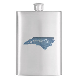 Waynesville North Carolina Wood Grain Hip Flask