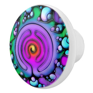 Ways Of Life - Neurographic Art Pattern 2 Ceramic Knob