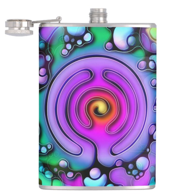 Ways Of Life - Neurographic Art Pattern 2 Hip Flask (Opened)