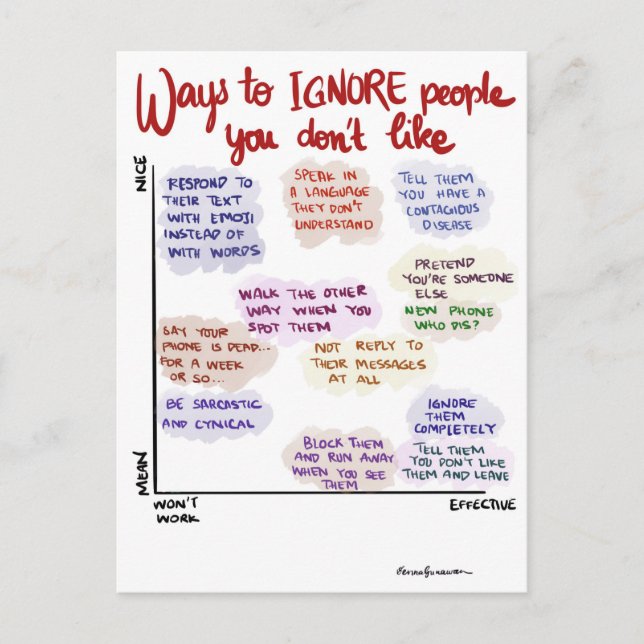 Ways to Ignore People Postcard (Front)