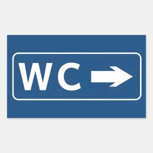 WC Toilet Restroom Sign Rectangular Sticker