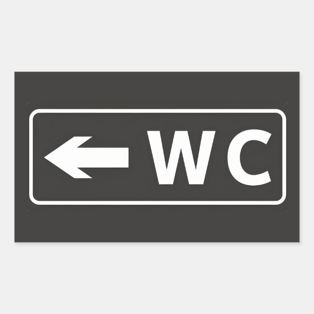 WC Toilet Restroom Sign Rectangular Sticker (Front)