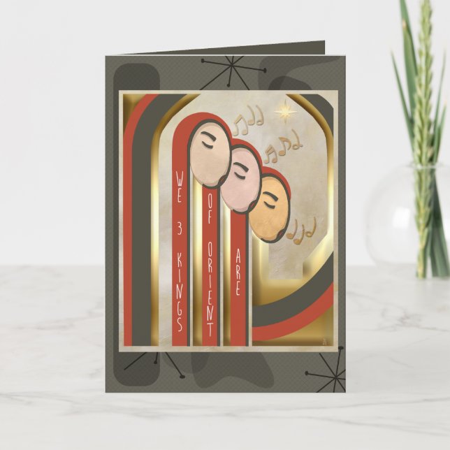 We 3 Kings - Art Deco Christmas Personalised Holiday Card (Front)