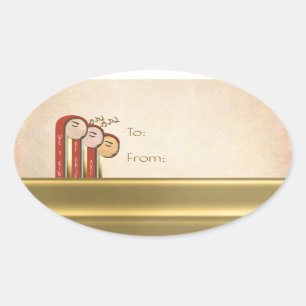 We 3 Kings - Art Deco Christmas To-From Oval Sticker