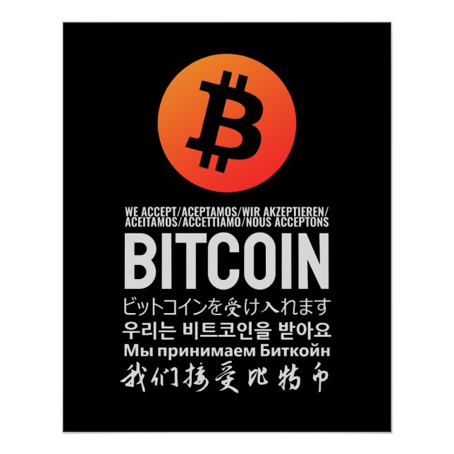 We Accept Bitcoin (Multilingual)  Poster (Front)