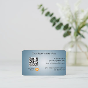 We Accept Bitcoin QR Code Gradient Blue Business Card