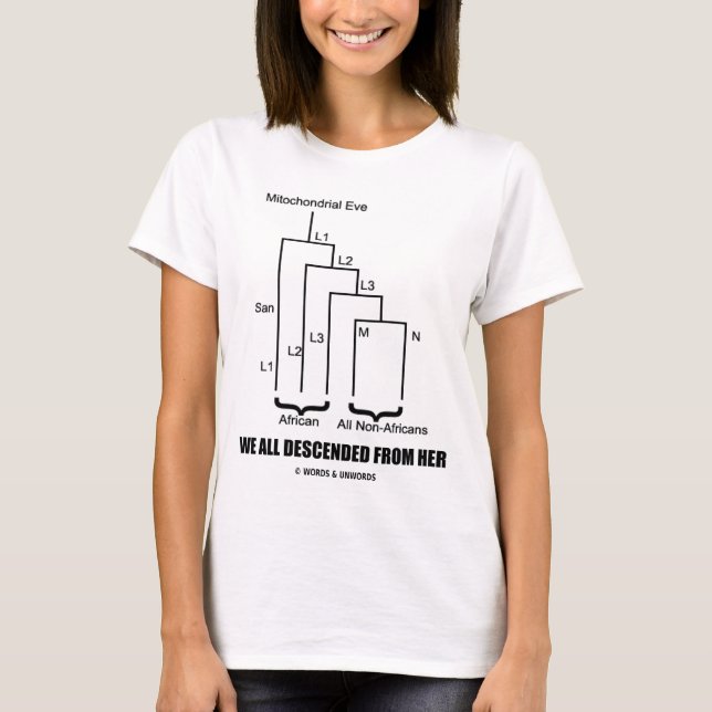 We All Descended From Her (Mitochondrial Eve) T-Shirt (Front)