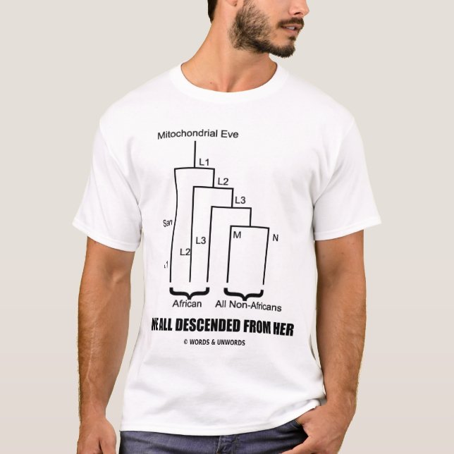 We All Descended From Her (Mitochondrial Eve) T-Shirt (Front)