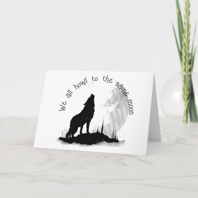We All Howl to the Same Moon Inspirational Quote Thank You Card (Front)