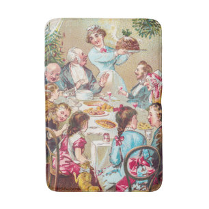 We All Wish You a Merry Christmas - Vintage Card Bath Mat