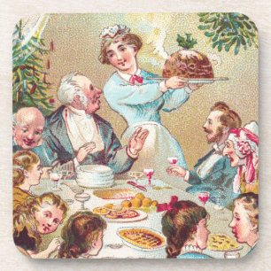 We All Wish You a Merry Christmas - Vintage Card Coaster