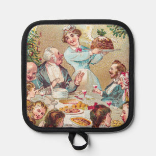 We All Wish You a Merry Christmas - Vintage Card Pot Holder
