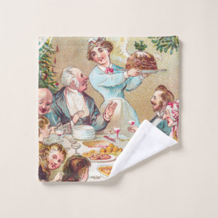 We All Wish You a Merry Christmas - Vintage Card Wash Cloth