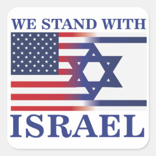 We American Stand With Israel flag Square Sticker