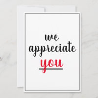 We Appreciate You Appreciation