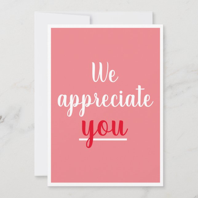  We Appreciate You Nice Gesture Thank You Pink Card (Front)