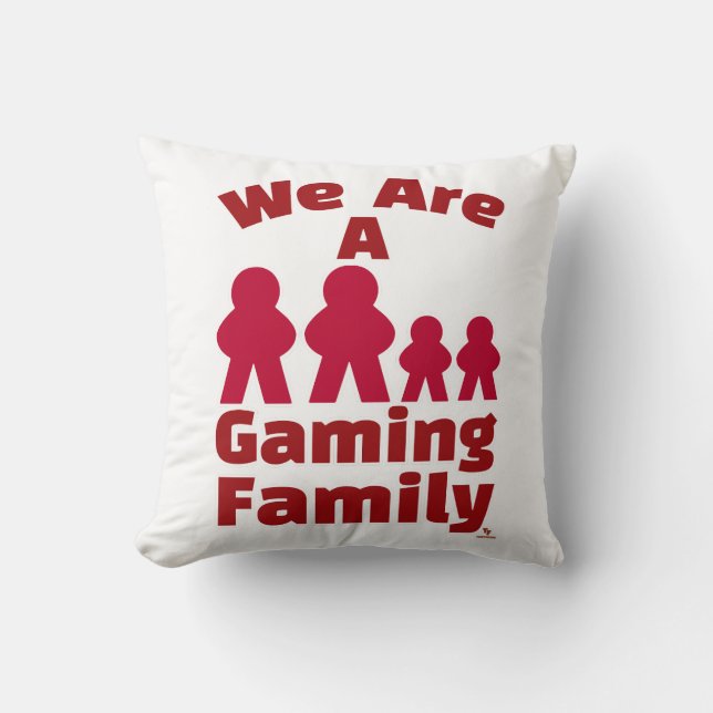We Are A Gaming Family Fun Meeple Art Cushion (Front)