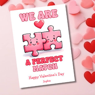 We are a perfect match funny retro Valentines Day Holiday Card