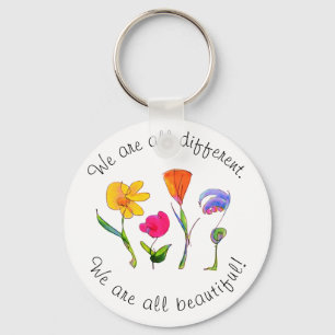 We Are All Different & Beautiful Diversity Floral Key Ring