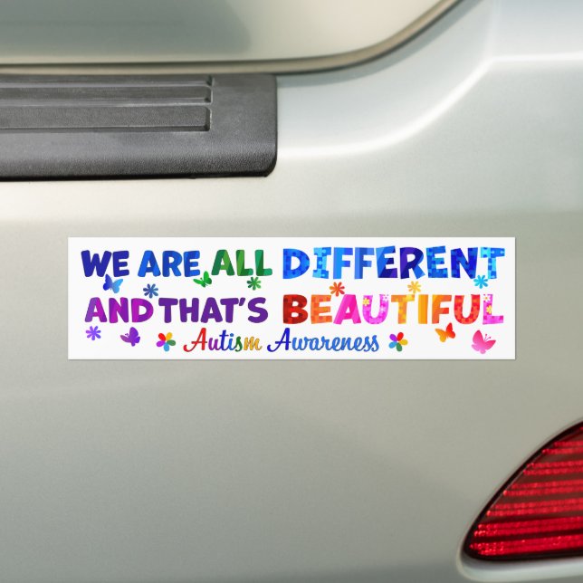 We Are All DIFFERENT Bumper Sticker (On Car)