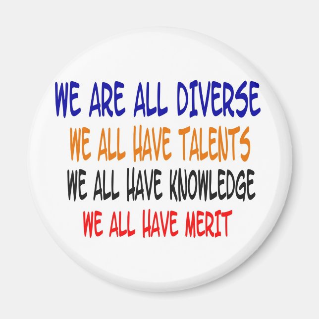 We Are All Diverse (White) Magnet (Front)