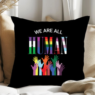 We Are All Human Colorful Hands  Cushion
