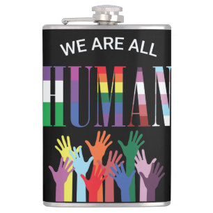 We Are All Human Colorful Hands Wrapped Flask