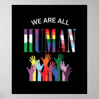 We Are All Human Colourful Hands