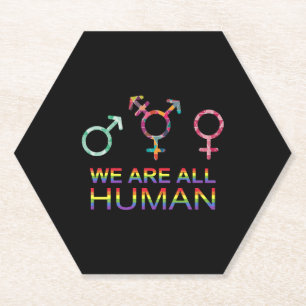 We Are All Human Lgbt Gender Symbols Paper Coaster