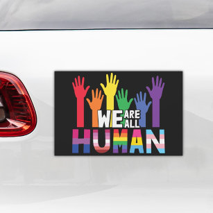 We are all human LGBTQ pride rainbow hands Car Magnet