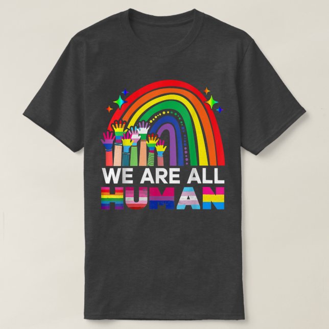 We Are All Human Pride Ally LGBT Flag Gay Pride Mo T-Shirt (Design Front)