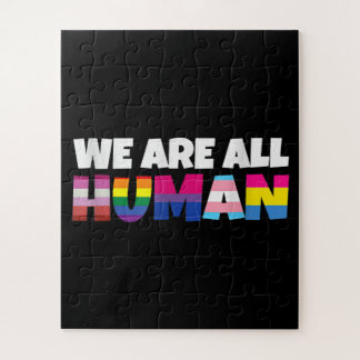 We Are All Human Proud LGBT Rainbow Flag Jigsaw Puzzle