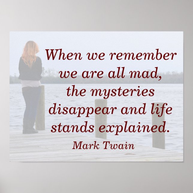 We are all Mad - Mark Twain quote - art print (Front)