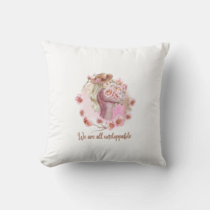 We Are All Unstoppable - Floral Empowerment Tee Cushion
