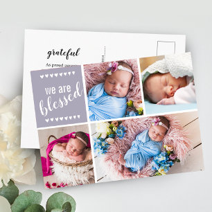We Are Blessed Birth Announcement Thank You Postcard