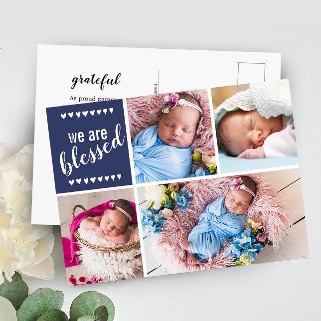 We Are Blessed Birth Announcement Thank You Postcard (Creator Uploaded)