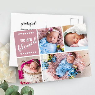 We Are Blessed   Birth Announcement   Thank You Postcard