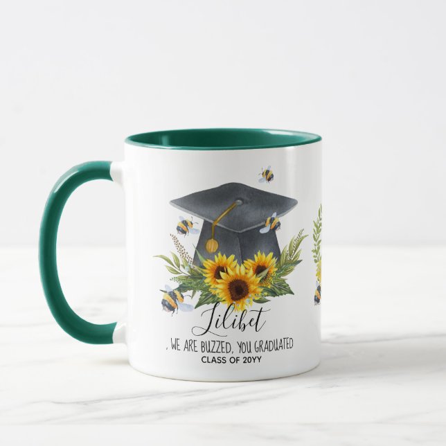 We Are BUZZED! GRADUATION Gift Personalised BEES Mug (Left)