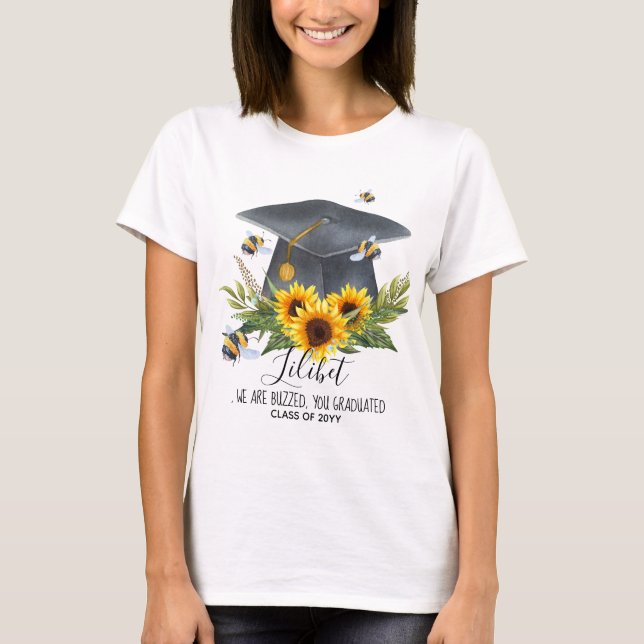 We Are BUZZED! GRADUATION Gift Personalised BEES T-Shirt (Front)