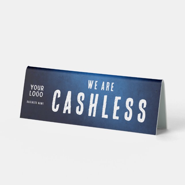 We are Cashless - Blue Grunge Gradient (Front)