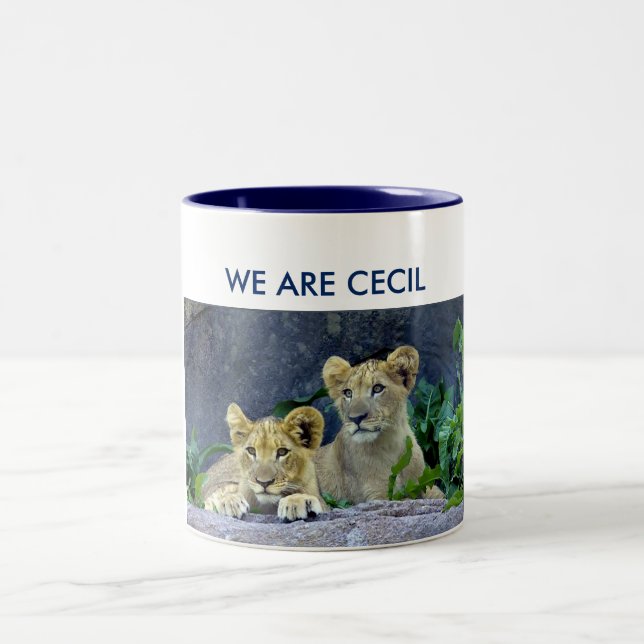 We Are Cecil Cecil's Lion Cubs Two-Tone Coffee Mug (Center)