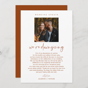 We Are Downsizing Wedding Update Photo Invitation