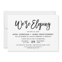 We are Eloping Brush Typography Wedding Invitation