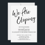 We Are Eloping Modern Casual Post Wedding Party Invitation<br><div class="desc">Invite your guests to your wedding celebration with the help of these simple invitation cards. In the design I've used a casual, modern, handwritten font to create a graphic typography overlay reading "We Are Eloping". Fill in the template blanks with your details to personalise the design. All layers were left...</div>